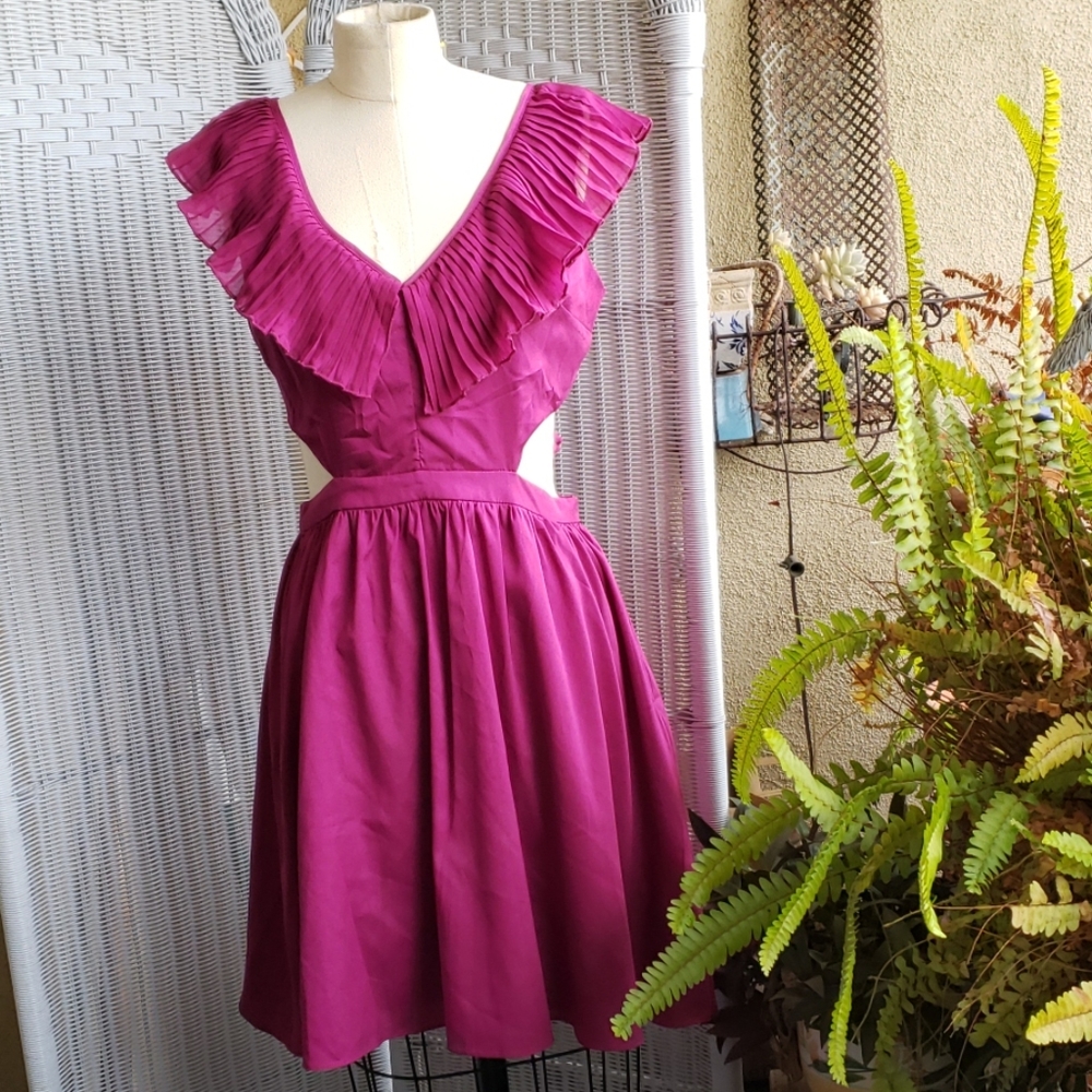 Magenta open body ruffle dress